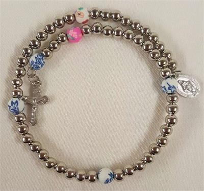 Colorful Miraculous Medal Rosary Wrap Bracelet, 12-Count Value Pack, # 49