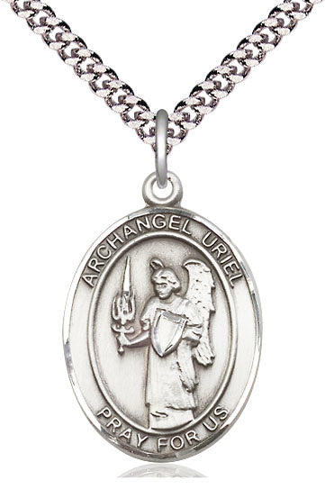 Archangel Uriel Medal in Fine Pewter, 1" tall, Your Choice of Chain, # 4900