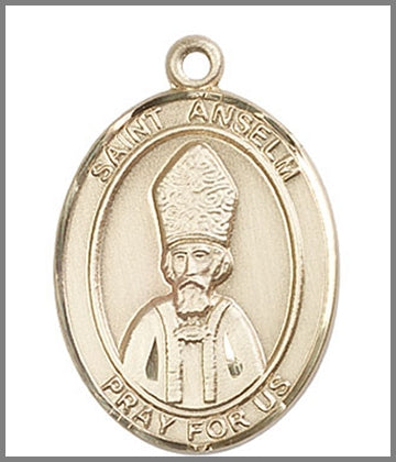 St. Anselm Medal, Solid 14kt Gold, 1"x3/4", Free Chain, # 48999
