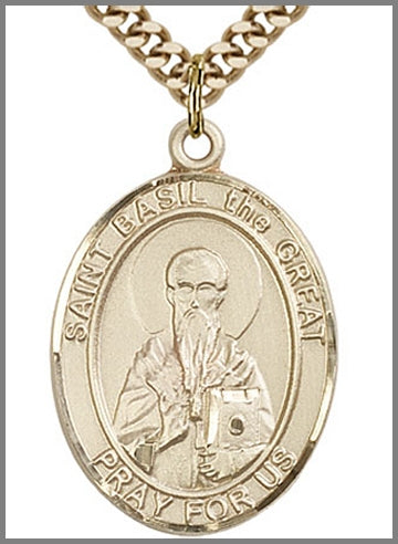 St. Basil the Great Medal, 14kt Gold Filled, 1"x3/4", Your Choice of Chain, # 49037