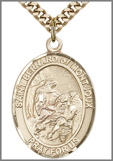 St. Bernard of Montjoux Medal, 14kt Gold Filled, 1"x3/4", Your Choice of Chain, # 49060