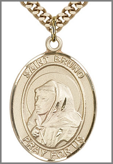 St. Bruno Medal, 14kt Gold Filled, 1"x3/4", Your Choice of Chain, # 49085