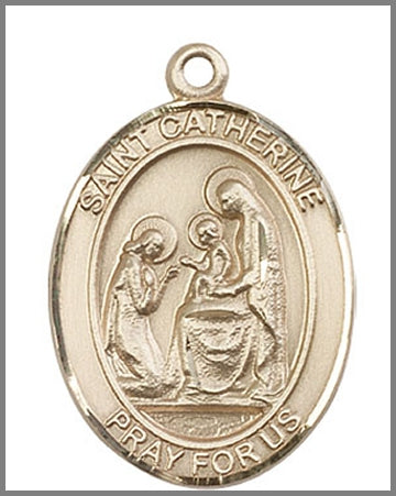 St. Catherine of Siena Medal, Solid 14kt Gold, 1"x3/4", Free Chain, # 49110