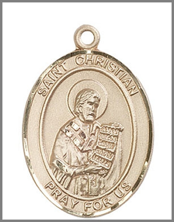 St. Christian Demosthenes Medal, Solid 18kt Gold, 1"x3/4", Free Chain, # 49124
