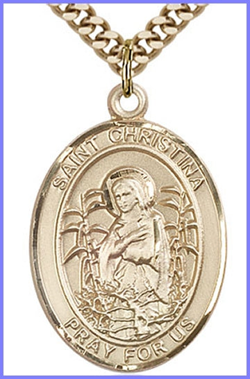 St. Christina the Astonishing Medal, 14kt Gold Filled, 1"x3/4", Your choice of chain, # 49224