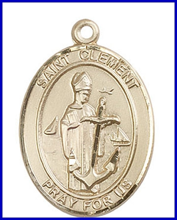 St. Clement Medal, Solid 14kt Gold, 1"x3/4", Free Chain, # 49238