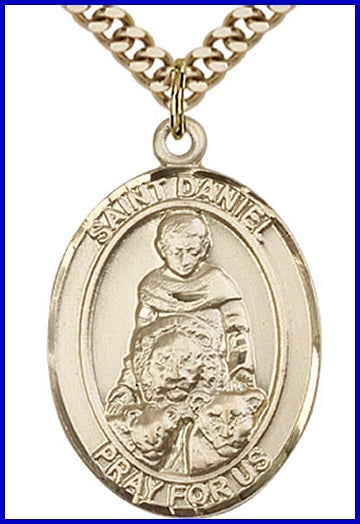 St. Daniel Medal, 14kt Gold Filled, 1"x3/4", Your choice of chain, # 49254