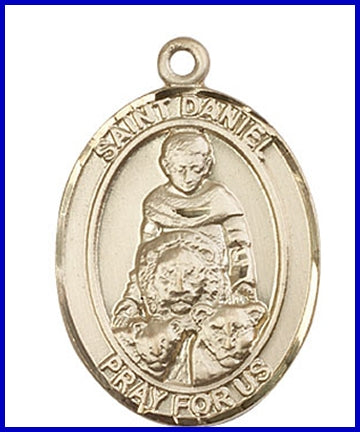 St. Daniel Medal, Solid 18kt Gold, 1"x3/4", Free Chain, # 49256
