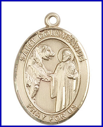 St. Columbanus Medal, Solid 14kt Gold, 1"x3/4", Free Chain, # 49258