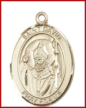 St. David of Wales Medal, Solid 18kt Gold, 1"x3/4", Free Chain, # 49264