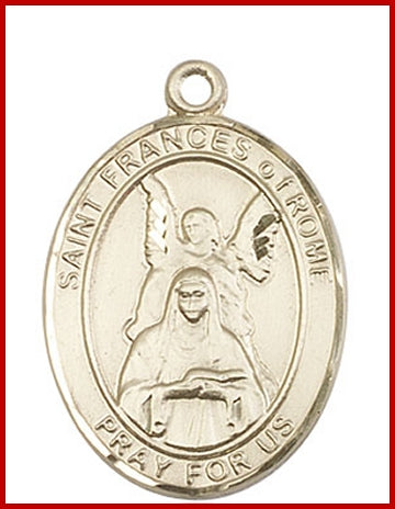 St. Frances of Rome Medal, Solid 18kt Gold, 1"x3/4", Free Chain, # 49291