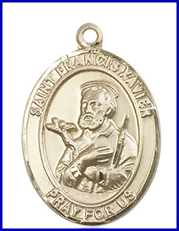 St. Francis Xavier Medal, Solid 18kt Gold, 1"x3/4", Free Chain, # 49300