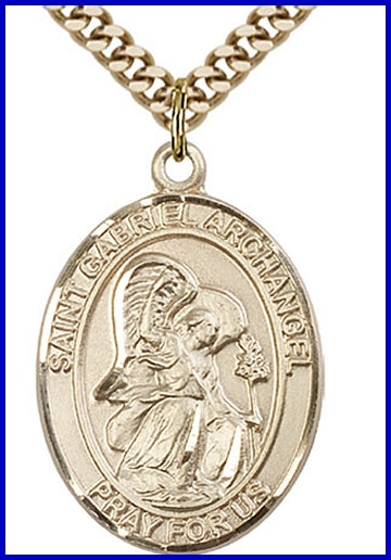 Archangel Gabriel Medal, 14kt Gold Filled, 1"x3/4", Your choice of chain, # 49304