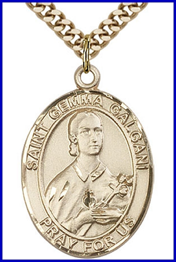 St. Gemma Galgani Medal, 14kt Gold Filled, 1"x3/4", Your choice of chain, # 49308