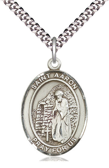 St. Aaron Medal in Fine Pewter, 1" tall, Your Choice of Chain, # 4941