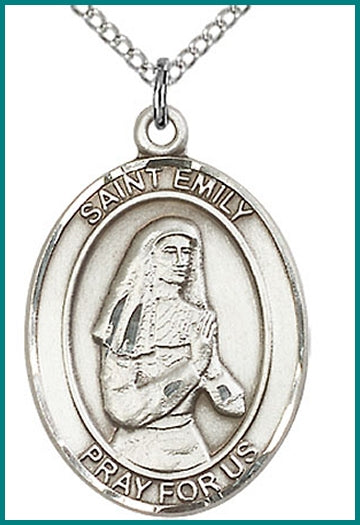 St. Emily de Vialar Medal, Sterling Silver, 1"x3/4", Your choice of chain, # 49418