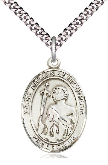 St. Adrian of Nicomedia Medal in Fine Pewter, 1" tall, Your Choice of Chain, # 4942