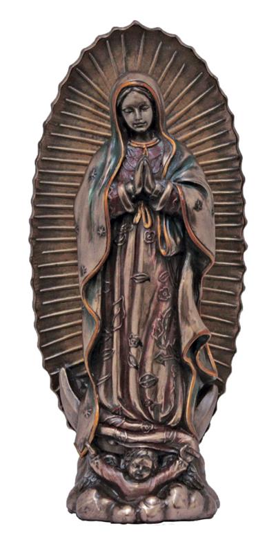 6" Our Lady of Guadalupe Statue, Cold Cast Bronze, Lightly Hand Painted, # 49437