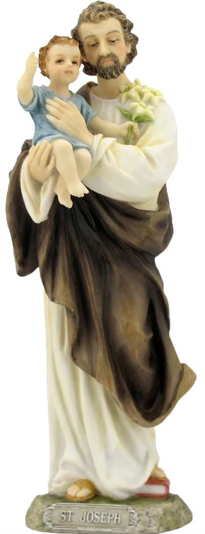 8" St. Joseph w/ Child Jesus Statue, Hand Painted, # 49455