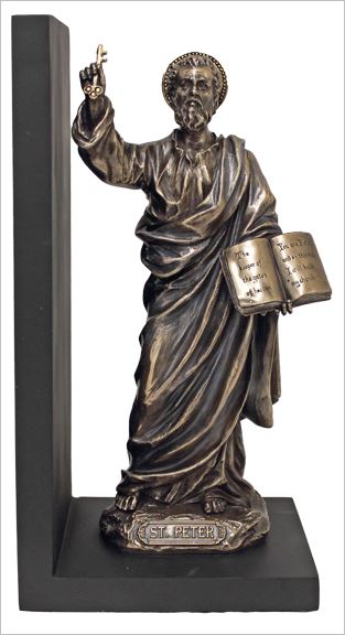 9.5" St. Peter Book End, Cold Cast Bronze, # 49470
