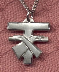 St. Francis Tau Cross, 5/8" Tall, Sterling Silver, Your Choice of Chain, # 63256