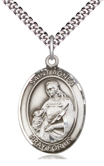 St. Agnes of Rome Medal in Fine Pewter, 1" tall, Your Choice of Chain, # 4970