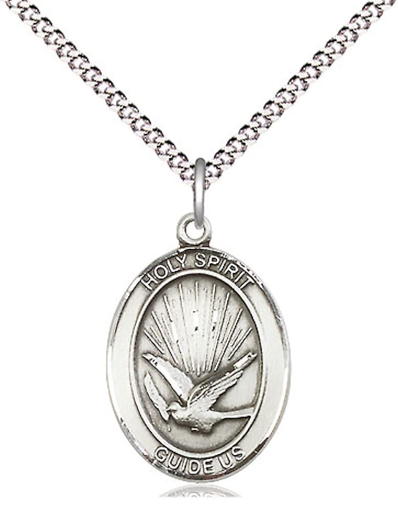 Holy Spirit Medal in Fine Pewter, 3/4" tall, Your Choice of Chain, # 5706