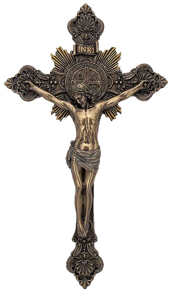 7.75" Ornate St. Benedict Crucifix, Cold Cast Bronze, # 21966