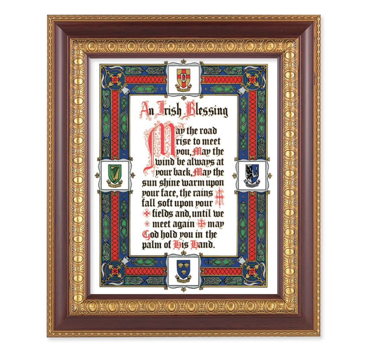 Irish Blessing, 11-1/2"x13-1/2, Cherry Finish with Gold Egg & Dart Frame, Italian Print Under Glass # 26099
