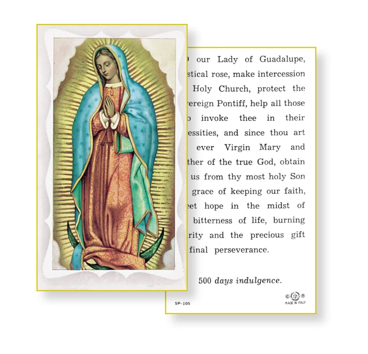 OUR LADY OF GUADALUPE Paper Holy Cards, 2"x4", 100-pack, # 5864