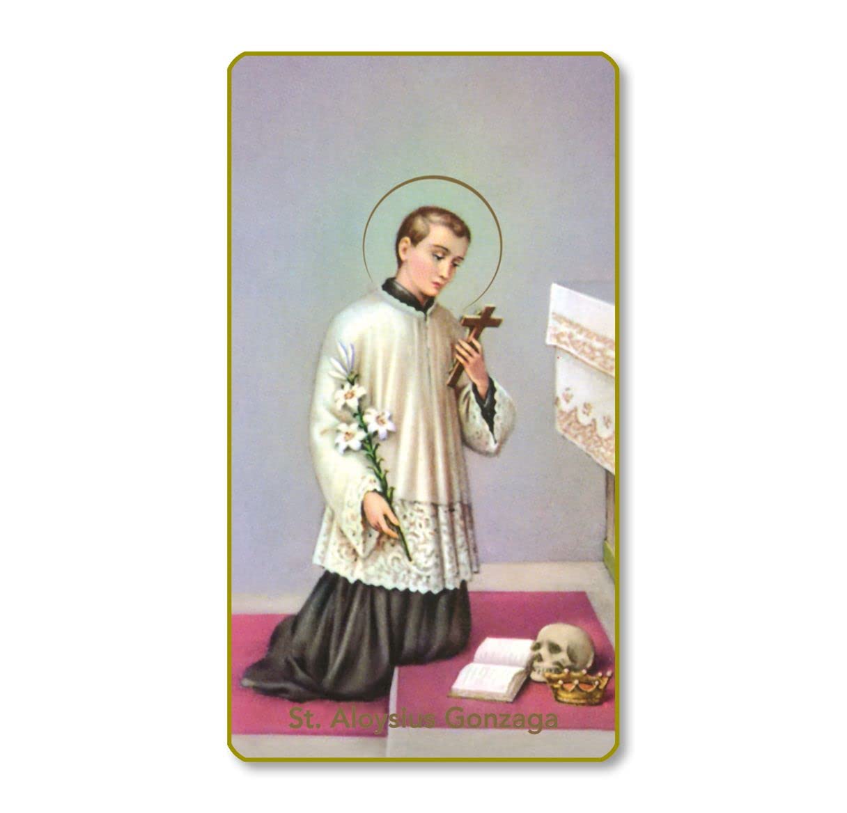 St. Aloysius Gonzaga Italian Paper Holy Cards, 2"x4", Blank Back, 100-Pack, # 6073