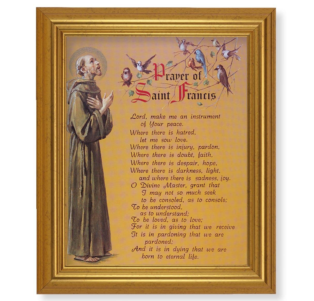 Prayer of St. Francis, 10"x12" Gold-Leaf Finished Classic Frame, Italian Print on Artboard # 27285