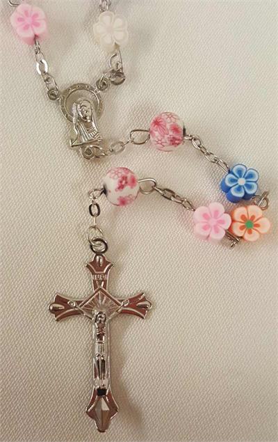 Flower Rosary with Colorful Silicone Beads, 25", 3-Count Value Pack, # 50