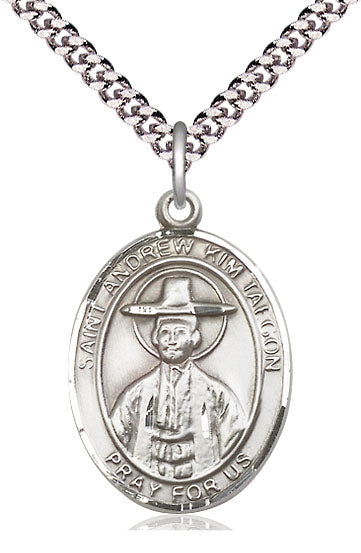 St. Andrew Kim Taegon Medal in Fine Pewter, 1" tall, Your Choice of Chain # 5001