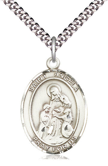 St. Angela Merici Medal in Fine Pewter, 1" tall, Your Choice of Chain # 5029