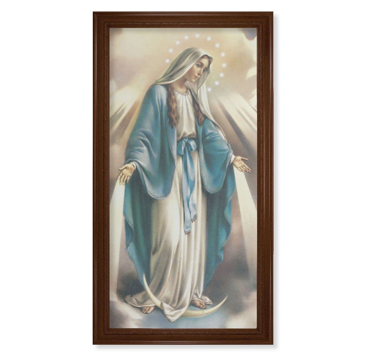 Our Lady of Grace Picture, 24"x44" Walnut Finish Frame, Classic Fluting, Print on Canvas # 22147