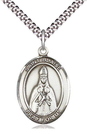 St. Blaise Medal in Fine Pewter, 1" tall, Your Choice of Chain, # 5095