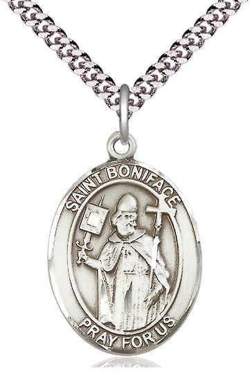 St. Boniface Medal in Fine Pewter, 1" tall, Your Choice of Chain, # 5098