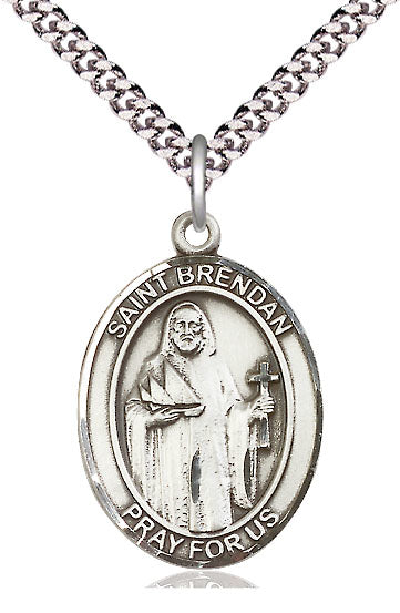 St. Brendan the Navigator Medal in Fine Pewter, 1" tall, Your Choice of Chain, # 5099