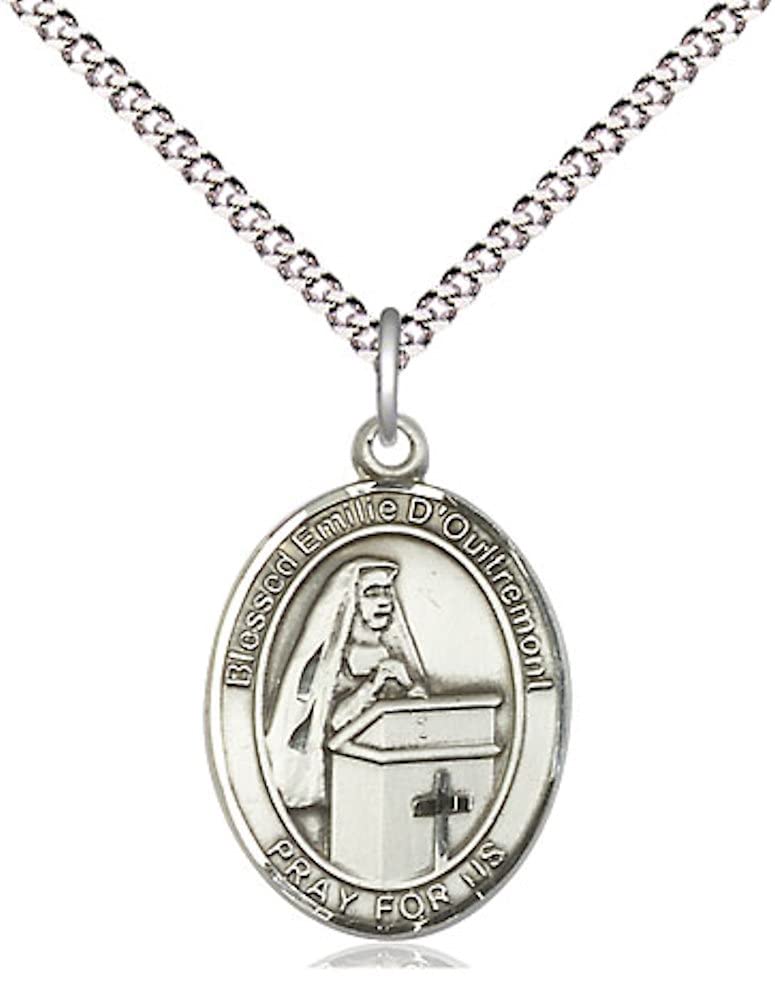 Blessed Emilee Doultremont Medal in Fine Pewter, 3/4" tall, Your Choice of Chain, # 5676