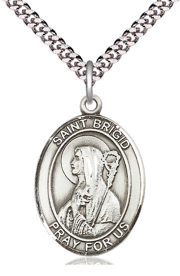 St. Brigid of Ireland Medal in Fine Pewter, 1" tall, Your Choice of Chain, # 5102