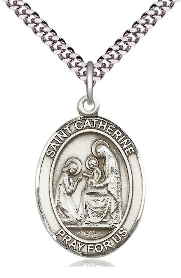 St. Catherine of Siena Medal in Fine Pewter, 1" tall, Your Choice of Chain, # 5111