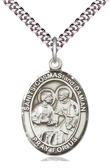 St. Cosmas & Damian Medal in Fine Pewter, 1" tall, Your Choice of Chain, # 5127