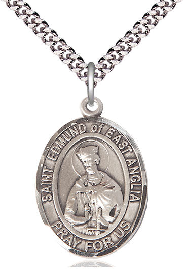 St. Edmund of East Anglia Medal in Fine Pewter, 1" tall, Your Choice of Chain, # 5155