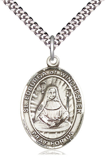St. Edburga of Winchester Medal in Fine Pewter, 1" tall, Your Choice of Chain, # 5158