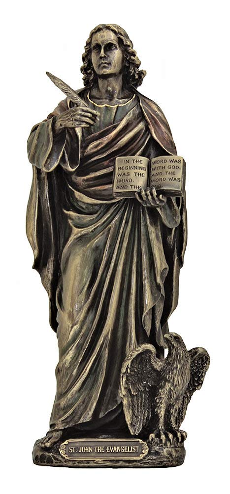 8" St. John the Evangelist Statue, Bronzed Resin, # 63893