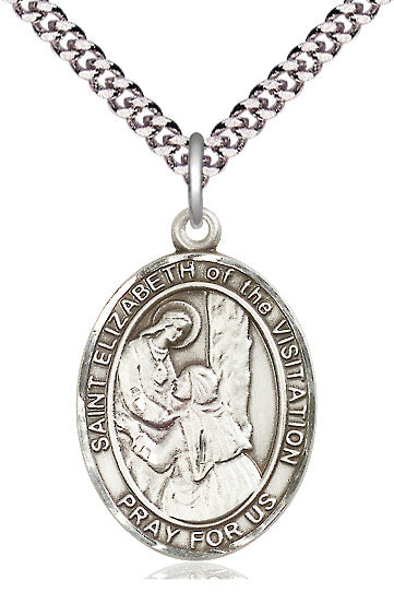 St. Elizabeth of the Visitation Medal in Fine Pewter, 1" tall, Your Choice of Chain, # 5182