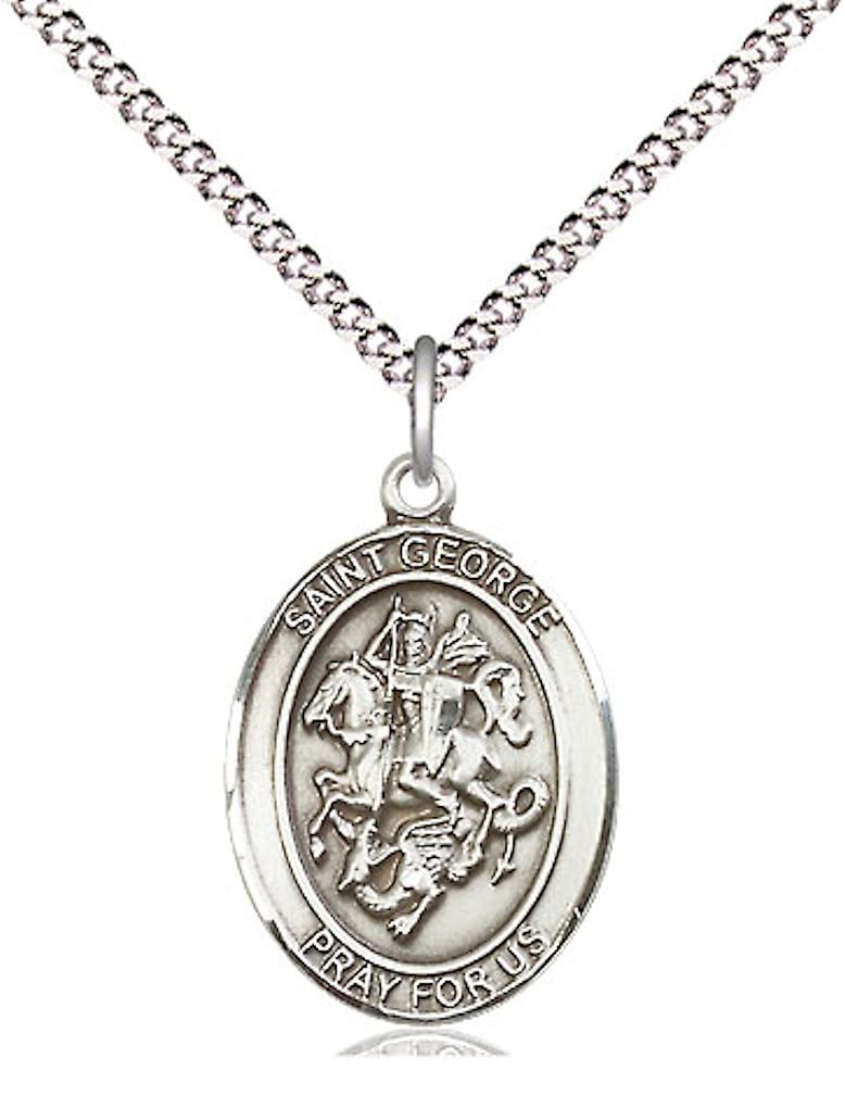St. George Medal in Fine Pewter, 3/4" tall, Your Choice of Chain # 17048