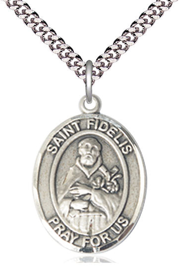 St. Fidelus Medal in Fine Pewter, 1" tall, Your Choice of Chain, # 5209