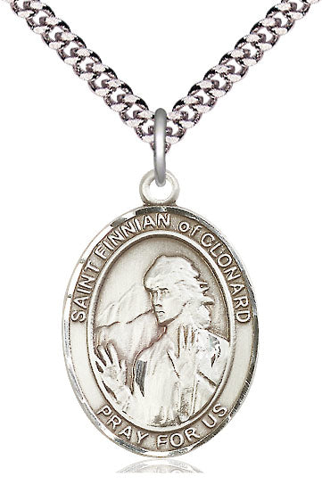 St. Finnian of Clonard Medal in Fine Pewter, 1" tall, Your Choice of Chain, # 5211